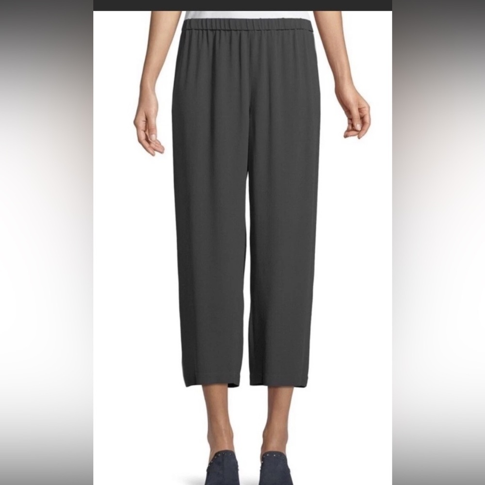 Eileen Fisher Women's Gray 100% Silk Straight Leg Pants Size L